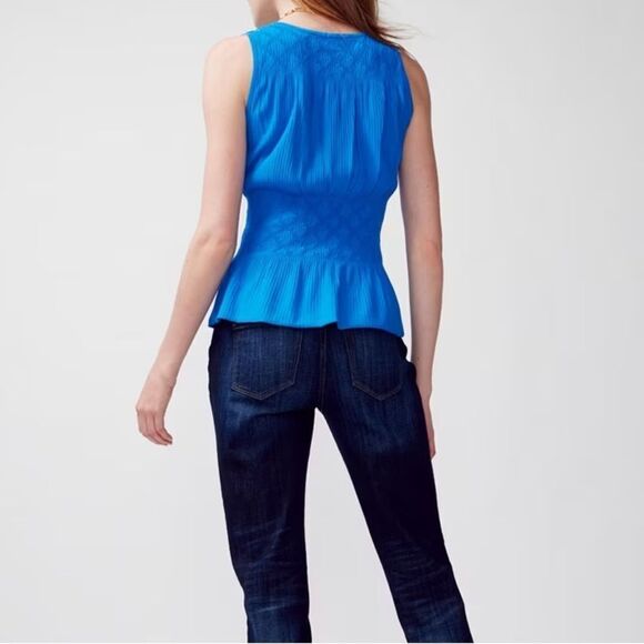 WhiteHouseBlackMarket Sleeveless Mixed Stitch Peplum Top Blue XL NWT - Picture 4 of 7